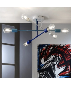 PLAFONIERA 6 LUCI ONLI "STECCHE" BLU E27